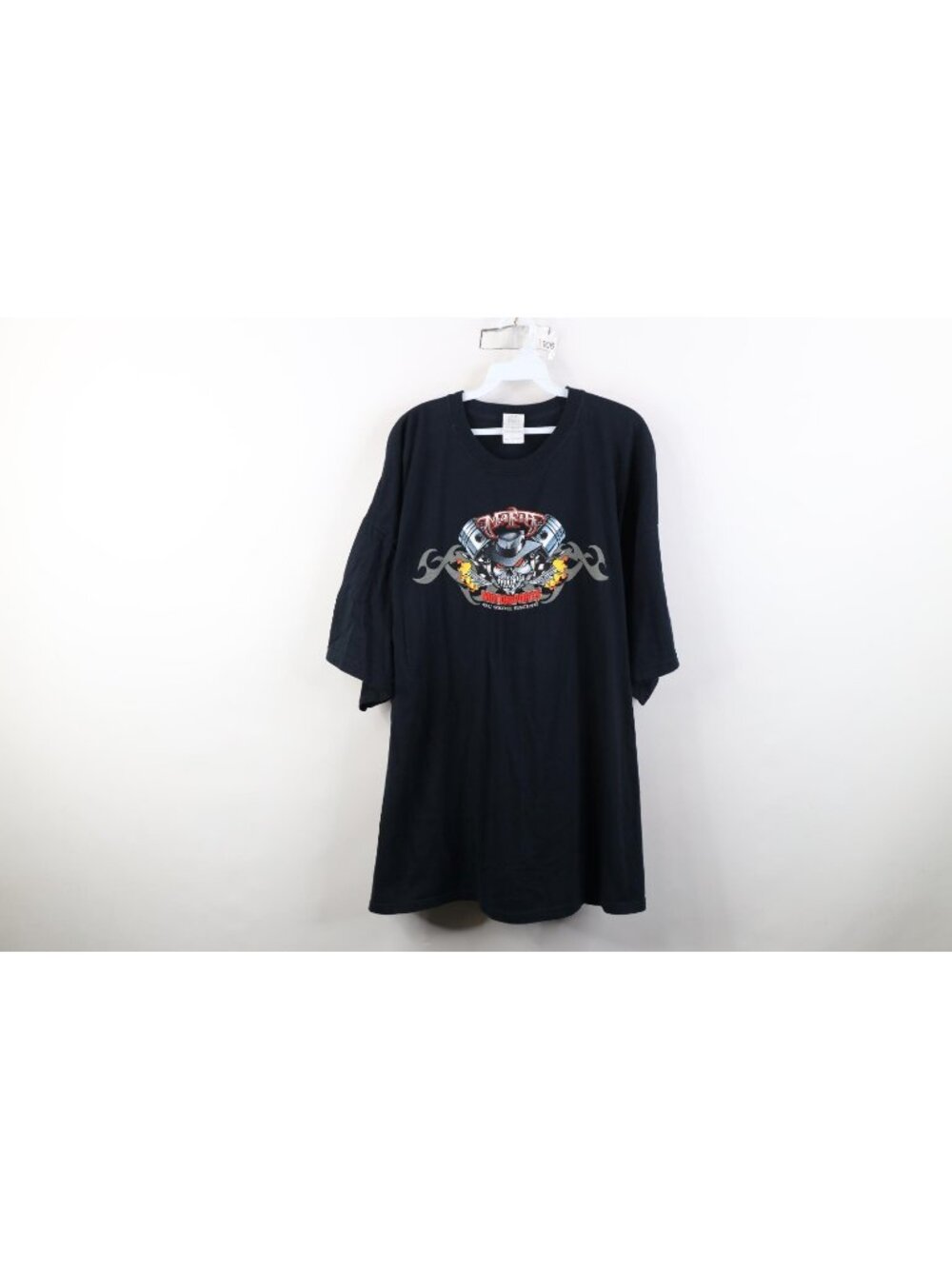 Vtg Y2K Streetwear Mens 3XL Mafia Motrosports Racing Skull Tribal Flames T-Shirt